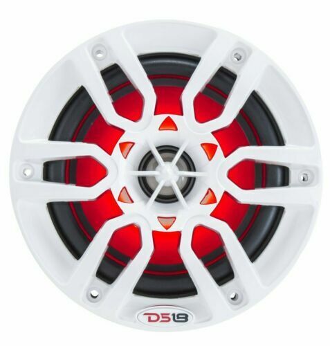 DS18 8" 750W 4 Ohm Power Sport Marine Speakers RGB LED Hydro 1 PAIR White NXL8