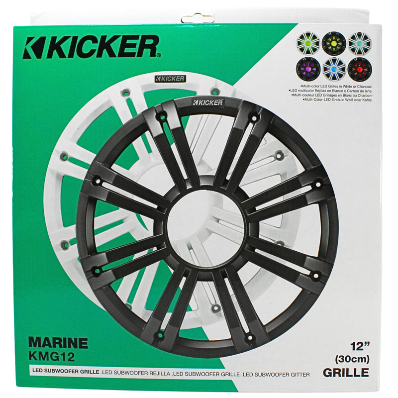 Kicker 12" Marine LED Subwoofer Grille for KM12 & KMF12 Charcoal 45KMG12C