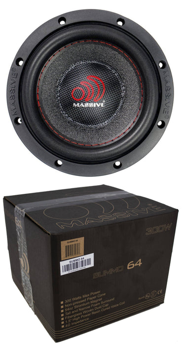 MASSIVE AUDIO SUMMO-64 - 6" SINGLE 4 OHM CAR AUDIO SUBWOOFER 300W