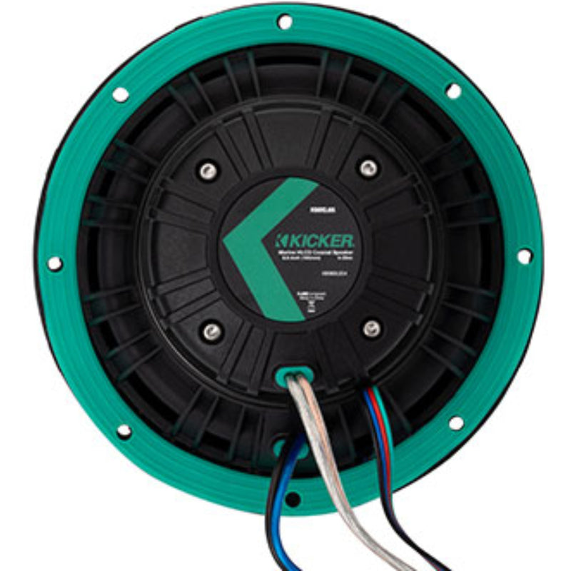 Kicker 6.5" LED Coax Marine Speakers 300W Peak 4Ohm Black White Grills 48KMXL654