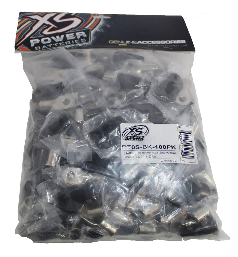 XS Power 4pk, 2 Red + 2 Black 0 AWG 8.5MM Ring Terminals Nickel Plated XS-RT0S