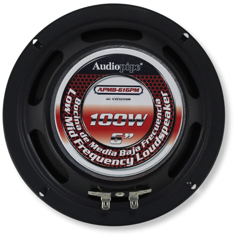 6.5" 50 Watt 4-Ohm Car Audio Midrange Loudspeaker W Bullet Resonator APMB-616PM
