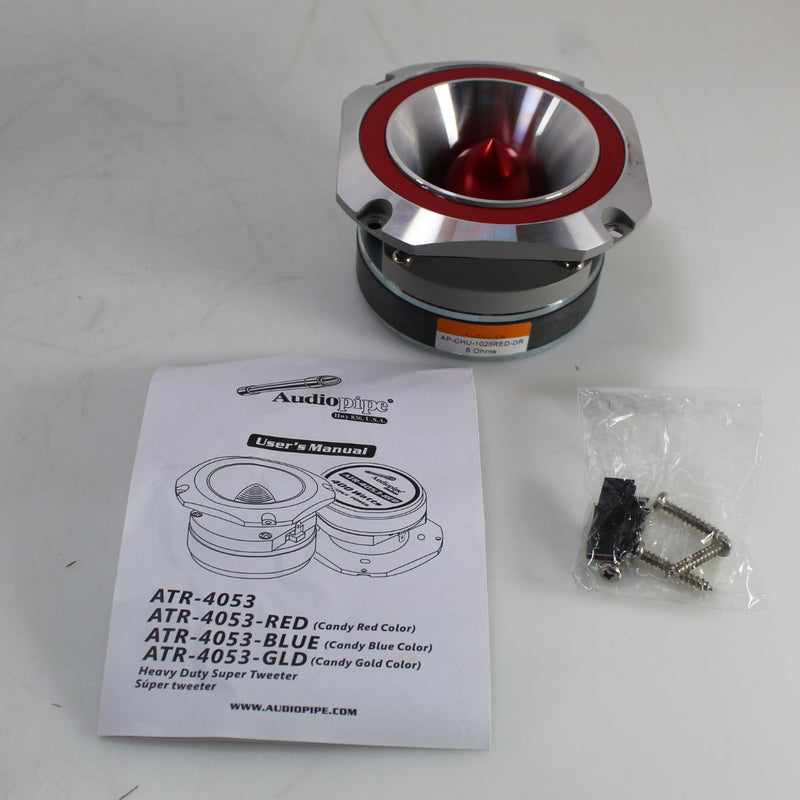 Audiopipe 4" Eye Candy Aluminum Tweeter Diamond Chrome Finish Red OPEN BOX