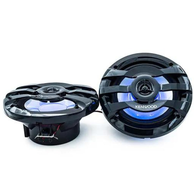 Pair of Kenwood 6.5" 2-way 4 Ohm 260W Max Marine Speakers W/ Built-in LED Lights