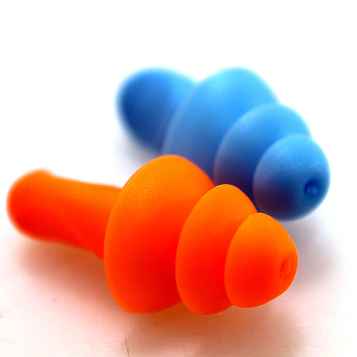 Big Jeff Audio 2 Set Orange & Blue Flanged Shaped Reusable Ear Plugs with Case
