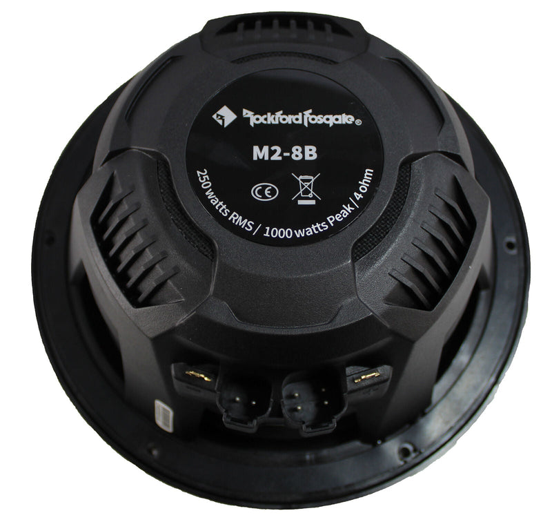 Pair of Rockford Fosgate 8" Black 2000W 4 Ohm Color Optix Marine 2-Way M2-8B