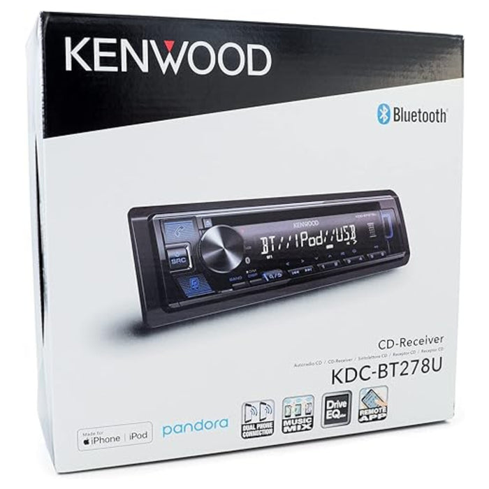 Kenwood Single DIN Bluetooth CD AM/FM USB Car Stereo KDC-BT278U