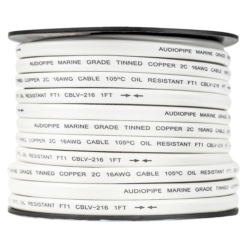 Audiopipe 16 AWG 2C Marine OFC Tinned Copper Speaker Wire PVC Jacket 100 Ft