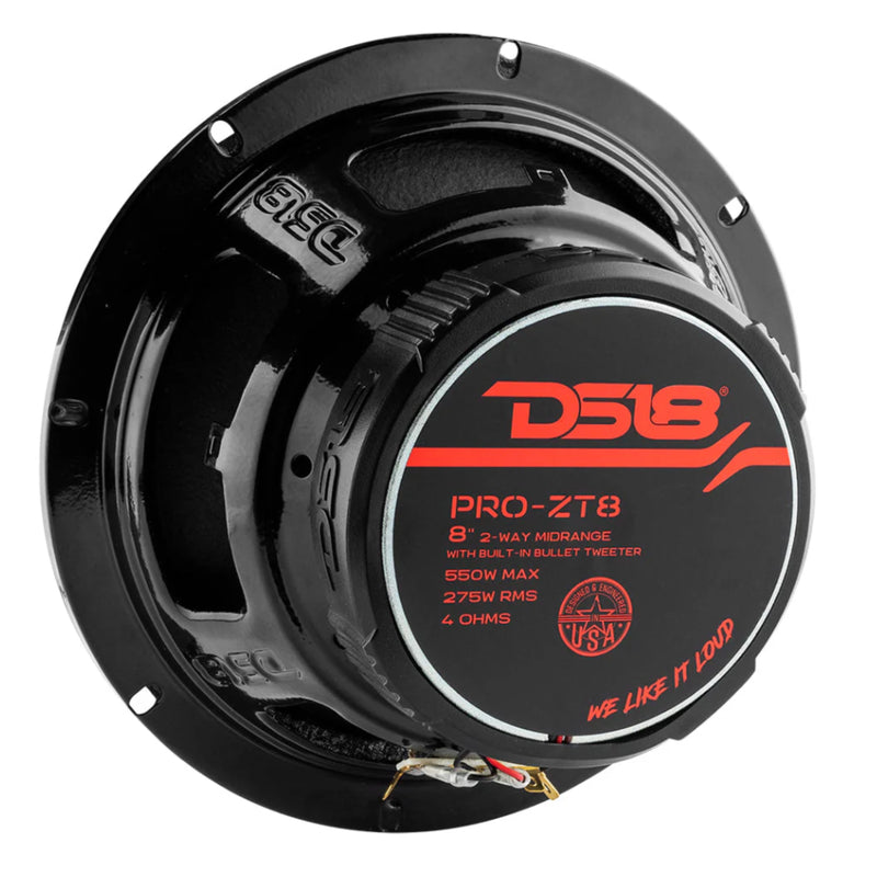 275W RMS 4 Ohm w/ Built-in Tweeter DS18 8" Motorcycle Midrange Loudspeaker