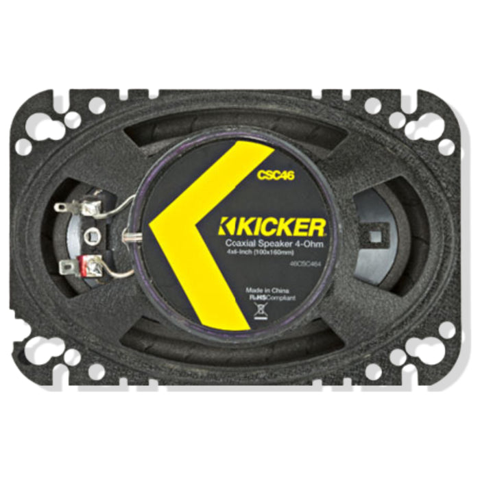 Kicker 4x6" Coaxial 2 Way Speakers 150W Peak 4 Ohm Car Audio Black 46CSC464