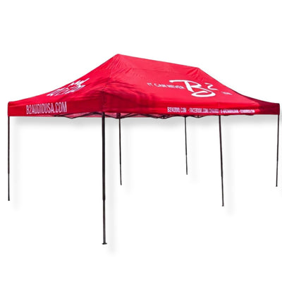 B2 Audio 10'x20' Hammered Metal Finish Frame Car Show & Event Red Canopy Tent