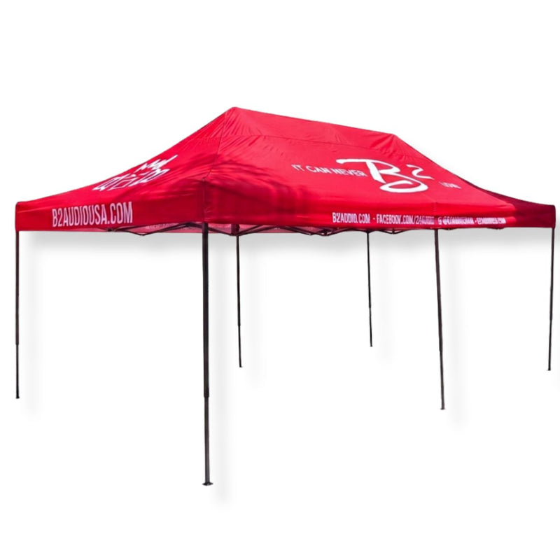 B2 Audio 10'x20' Hammered Metal Finish Frame Car Show & Event Red Canopy Tent