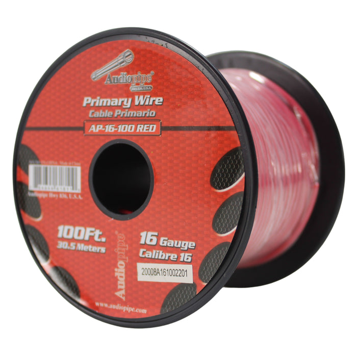 Audiopipe 3 Pack of 16 Ga 100 ft Spools CCA Primary Wire Red/Black/Blue