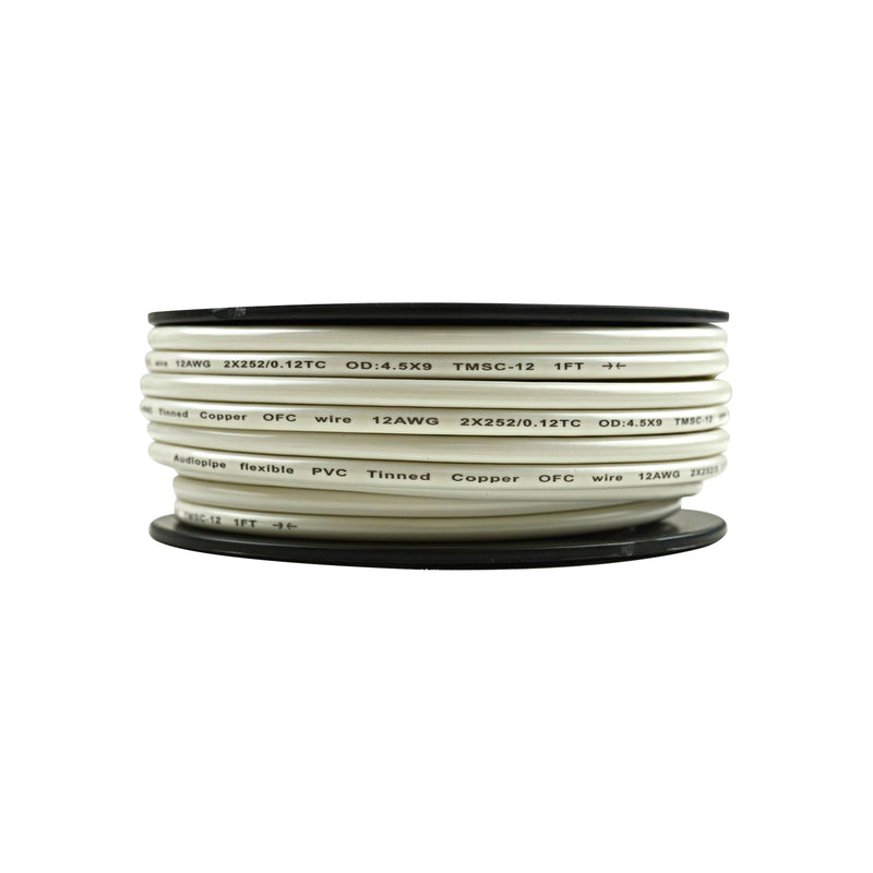 Audiopipe 12 GA 25 FT OFC Tin Copper Stranded Marine Speaker Wire Spool White