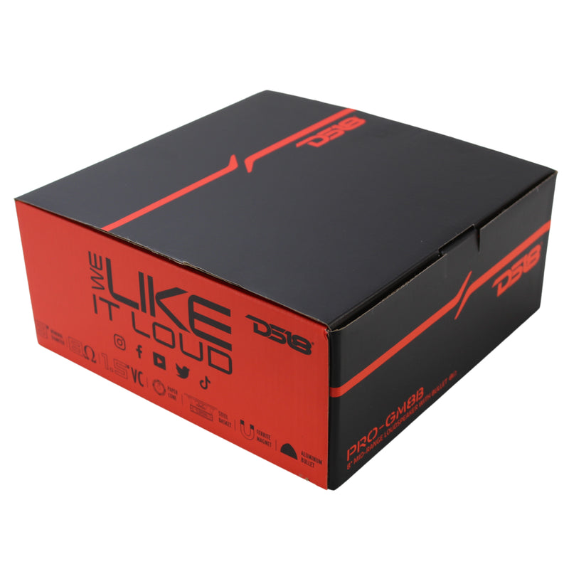 DS18 8" Mid Range 8 Ohm 580 Watts Loud Speaker With Aluminum Bullet PRO-GM8B