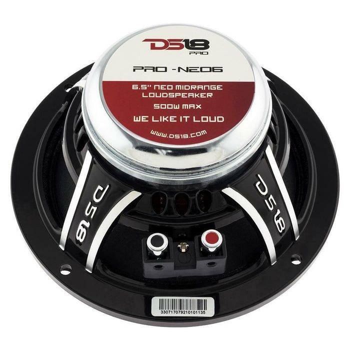 DS18 PRO-NEO6 6.5" 500W 4 Ohms Neodymium Motorcycle Midrange Speaker Car Audio