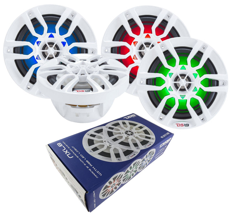 DS18 WHITE 6.5" MARINE POD SPEAKERS + NXL200.2D 600W WATERPROOF AMP