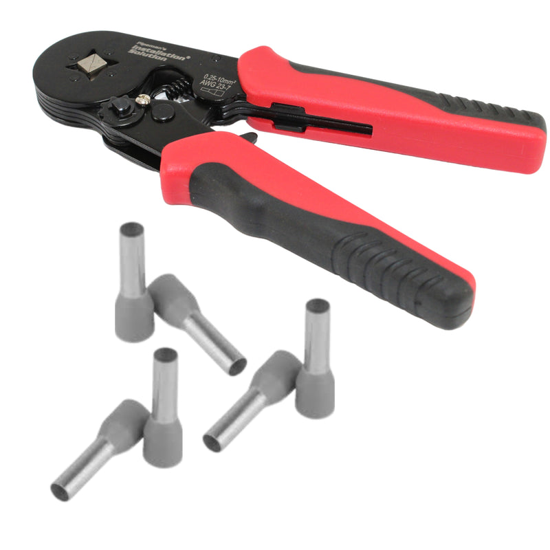 Installation Solution 7" Red Ferrule Crimper with 100pk Grey/12 GA Ferrules