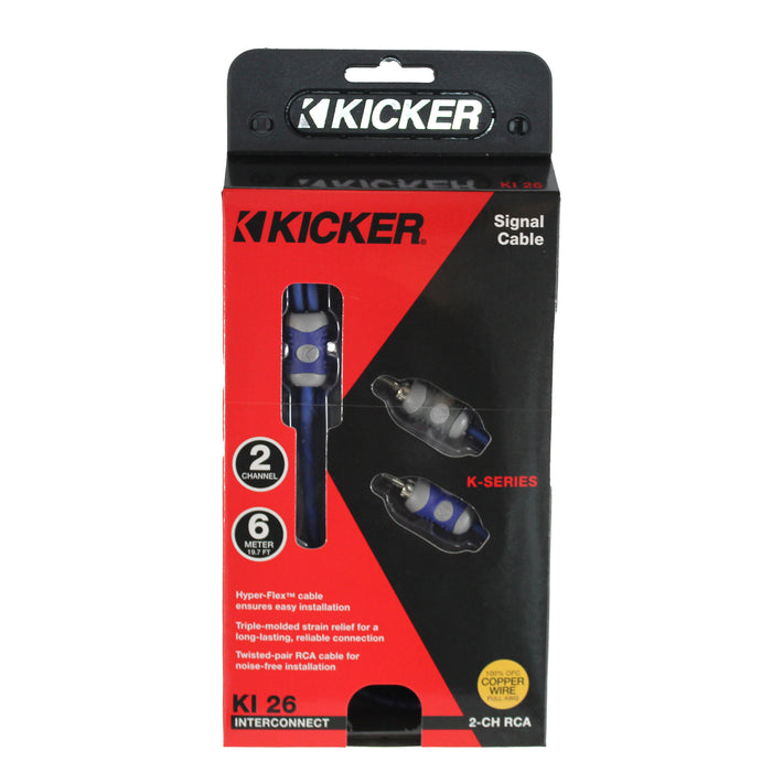Kicker 2 Channel Silver-Tinned OFC Interconnect Cable (RCA) 19.5ft / 6m 46KI26