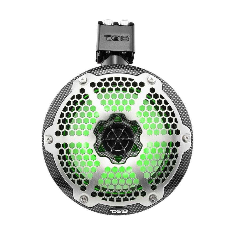DS18 8" 540W 4 Ohm Neo Marine Carbon Fiber Towers w/ RGB LED & Passive Radiator