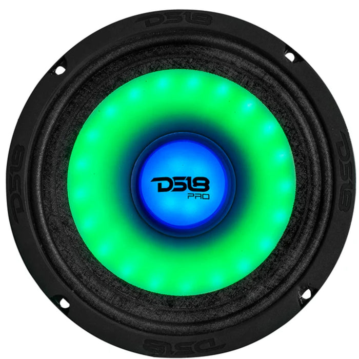 DS18 6.5" Mid-Range Loudspeaker Dual RGB LED For Cone & Dust cap 250 Watt 4-Ohm