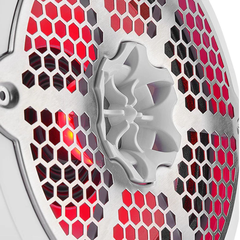 DS18 8" 250W RMS 4-Ohm Marine 2-Way Hybrid Speaker Pair w/ RGB LED NXL-8MD-WH