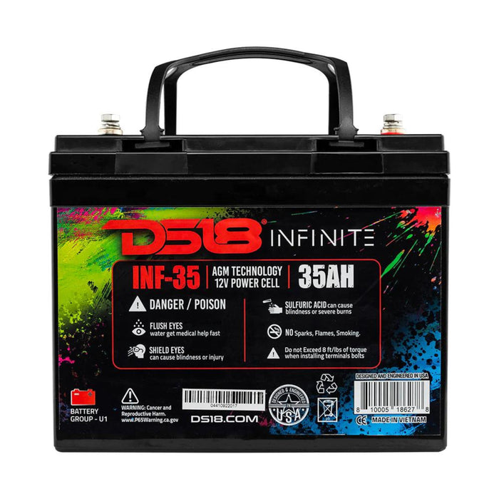 DS18 12V Battery 35 AH 1250 Watts AGM 525 Amps Non Spillable INFINITE INF-35