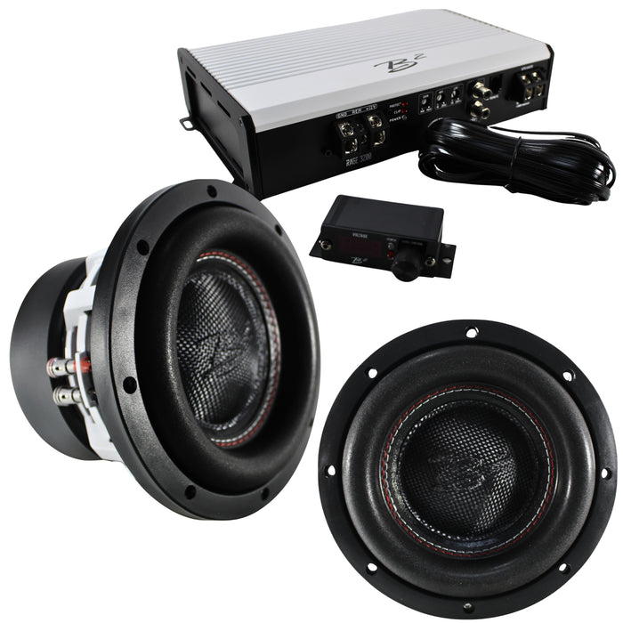 B2 Audio RAGE Monoblock 3.2k 2 Ohm Amplifier W/ 2 RAGE8 D4 Subwoofers COMBO-10
