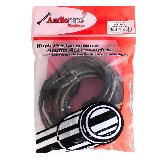 Audiopipe 6 Foot 6 Channel Car Audio Dual Twisted OFC RCA Cable CPP-MC6