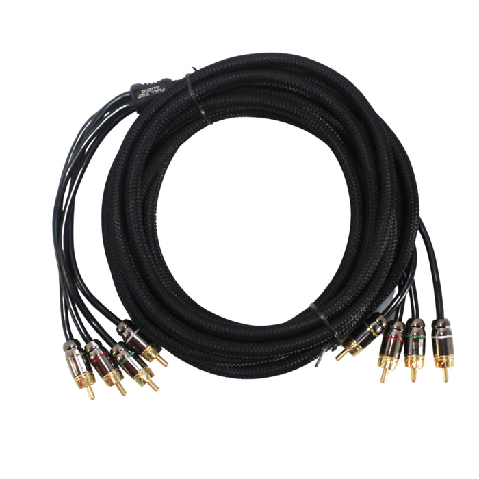 Full Tilt RCA Car Audio 12 Foot Gold Plated Color-Coded Cable 4 Channel