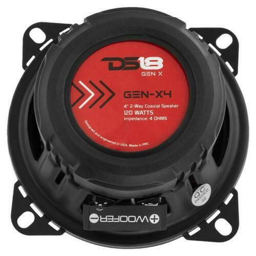 4" 40W RMS 4 Ohm 2-Way Coaxial Car Speakers with Dome Tweeter DS18 GEN-X4 Pair
