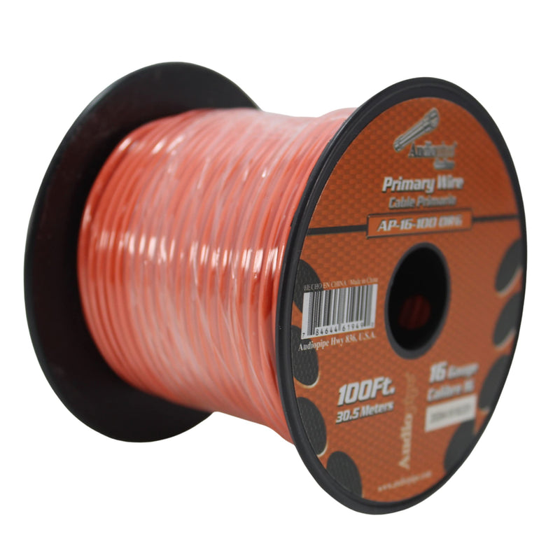 16 GA 100 FT Roll Orange Stranded Spool of CCA Primary Power Ground Wire Cable