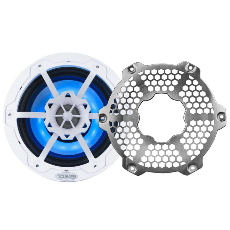 DS18 6.5" 250W RMS 4-Ohm Marine 2-Way Hybrid Speaker Pair w/ RGB LED NXL-6MD-WH