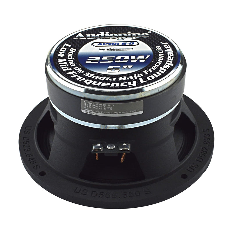 Audiopipe 6 Bullet Mid Bass Loud Speaker 250W 8 ohms 1.5 Voice Coil Black