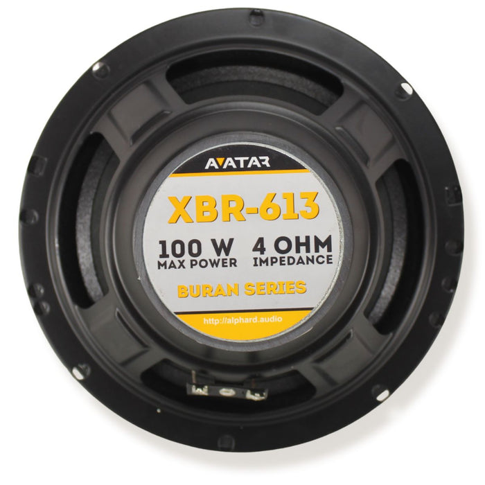 Avatar 6.5" 50 Watt RMS 4-Ohm Black Coaxial Speaker Pair XBR-613