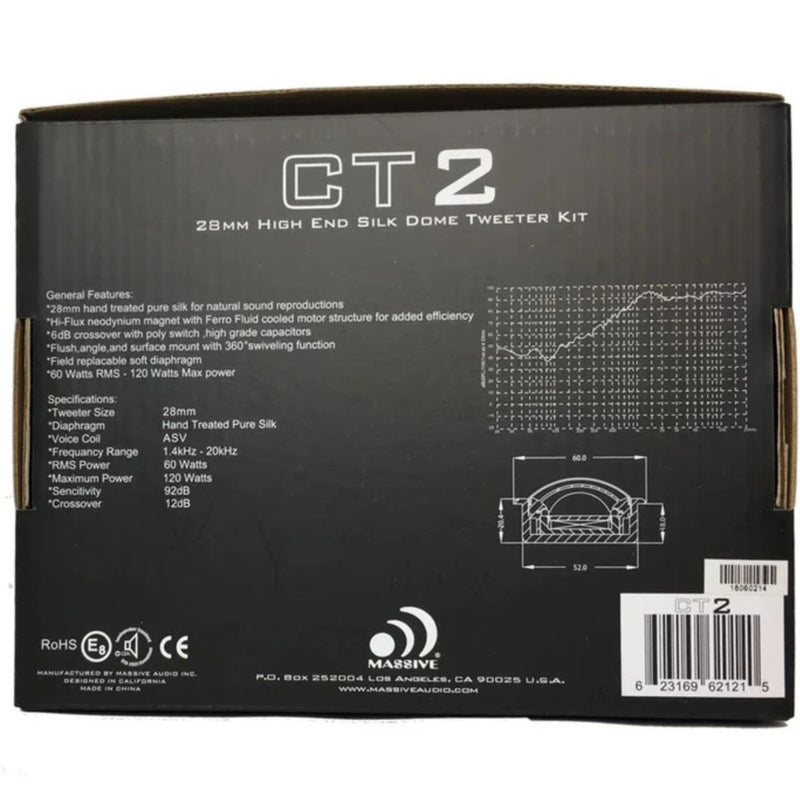 50W RMS Multi-Mount 20mm Aluminum Dome Tweeters Pair with 6dB Crossover MA-FT1