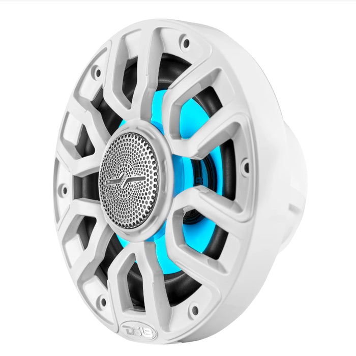 DS18 8" 2-Way 175 Watt RMS 4-Ohm RGB LED Coaxial Marine Speaker White NXL-IQ8-WH