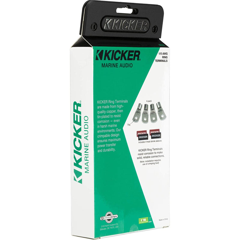 Kicker 1/0 Gauge AWG 5/16" Nickel Plated Marine-grade Ring Terminal 4 Pack 47RT0