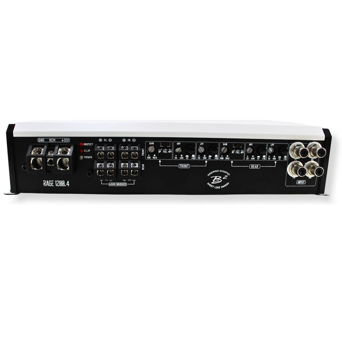 B2 Audio RAGE 4 Channel 1.2k Amp W/ 1 RIOT8P Set + RAGEP4 Tweeters COMBO-13