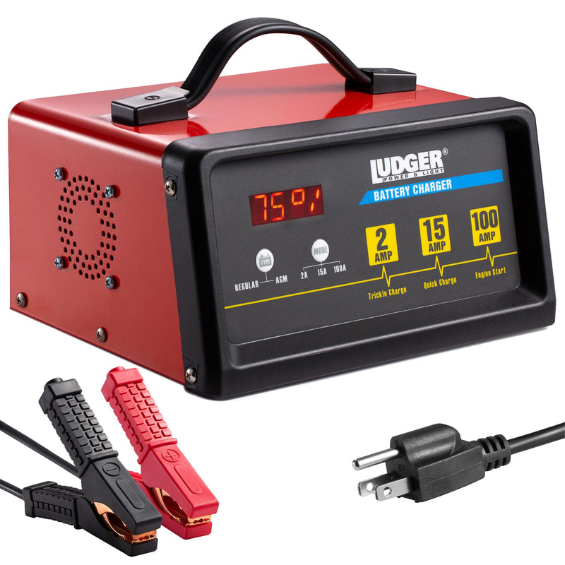 Ludger 12 Volt 2-15-100 Amp LED Regular AGM Battery Charger LBCG-12-100