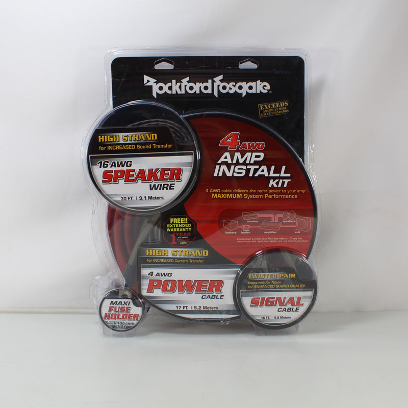 Rockford Fosgate RFK4X 4 AWG PC-OFC Complete Installation Amplifier Kit OPEN BOX