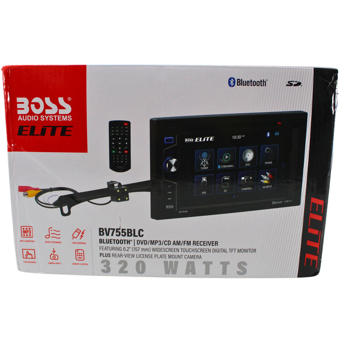 BOSS 6.2" Touchscreen 2-Din Radio w/ BT, DVD/CD/USB Rear Camera & REM OPEN BOX