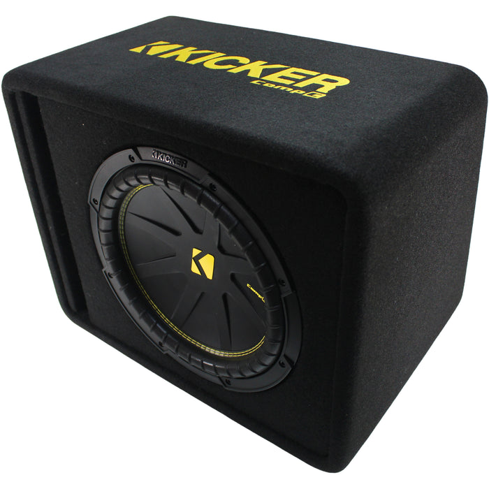 Kicker CompC Single 12" 300W RMS 2-Ohm Loaded Subwoofer Enclosure / 50VCWC122