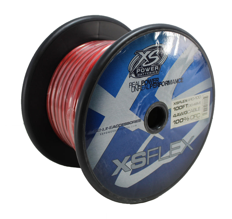 XS Power 4 AWG 100% OFC XS Flex Power/Ground Wire Red Lot Cut By The Foot