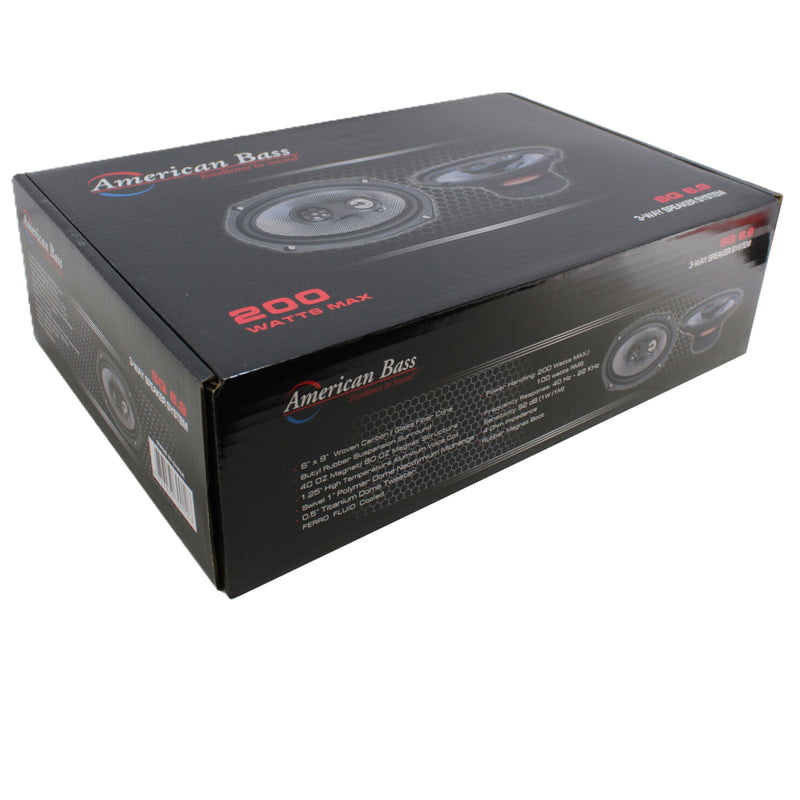 American Bass 6x9" 80W RMS 4 Ohm Coaxial Speaker Pair w/Neo Swivel Tweeter SQ6.9