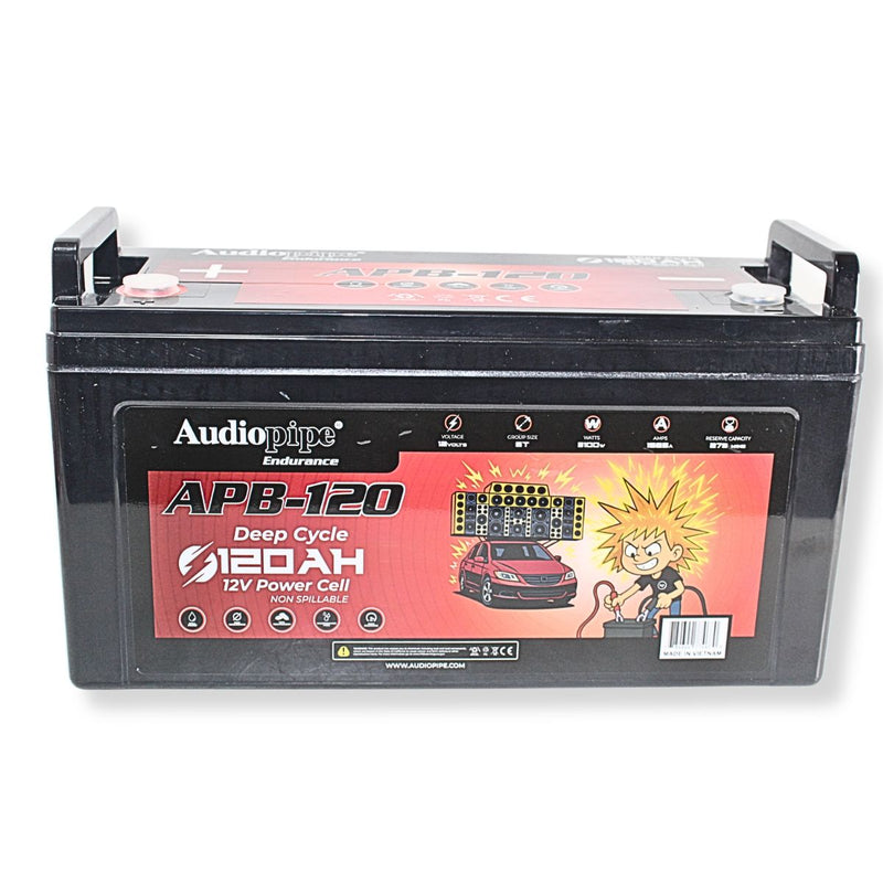 Audiopipe APB-120 12V 3100W 1565Amp AGM Deep Cycle Power Cell Battery 120Ah