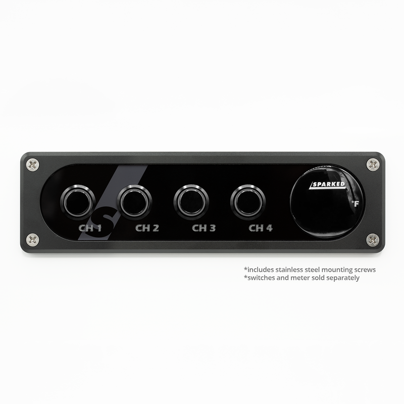 Sparked Innovations Single DIN Aluminum Switch & Voltmeter Panel Silver or Black