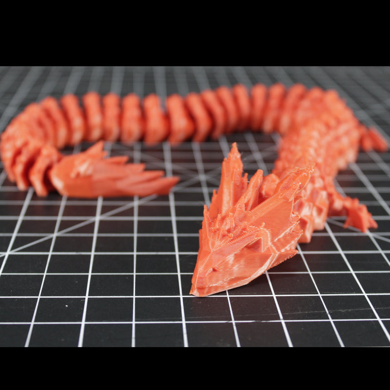 Flexible Crystal Dragon 3D Printed Fidget Toy - 16 Inch Dragon Figurine