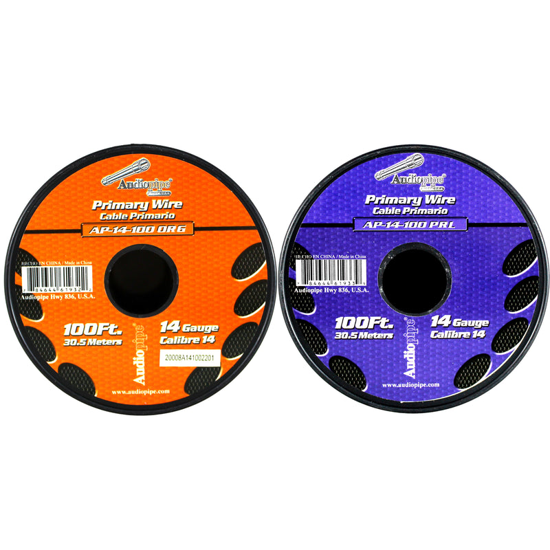 14 GA 100 FT Purple Orange Stranded Spools of CCA Primary Power Ground  Wire Cable