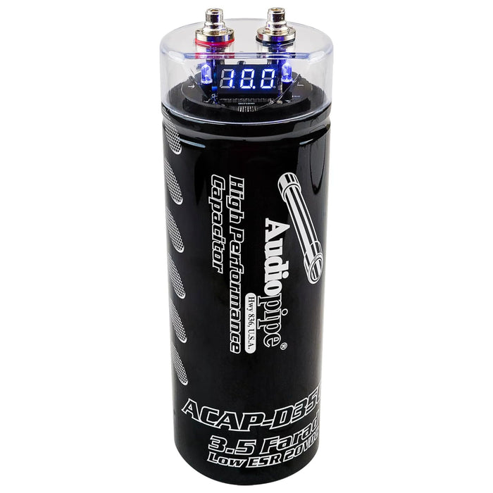 Audiopipe 3.5 Farad Capacitor w/ Digital Display & Status Indicator ACAP-D3500